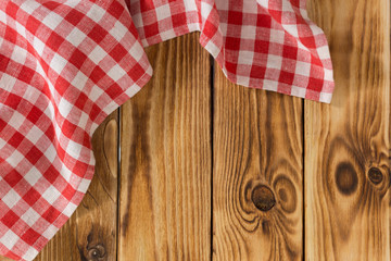 Obraz premium Background with empty wooden table with tablecloth