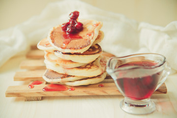 fresh hot pancakes isolated on a white