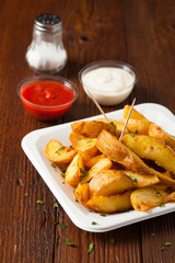 Traditional Spanish baked potato with hot pepper chili.