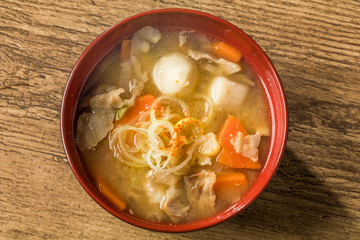 とん汁　Pork miso soup Japanese foods
