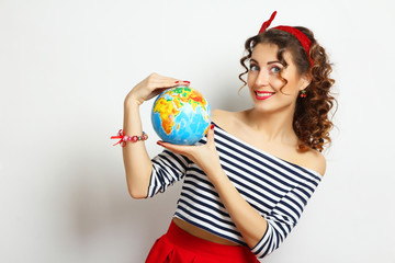 Woman with globe