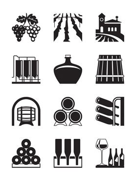 Vineyard  icon set - vector illustration