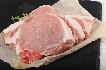 Raw pork steak