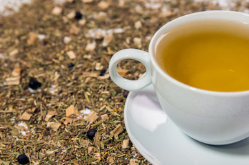 Cup of tea isolated on white background. delicious hot tea on table