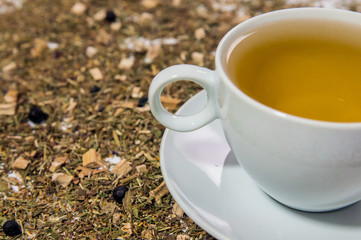 Cup of tea isolated on white background. delicious hot tea on table