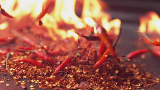 Peppers and flames in super slow motion, shot on Phantom Flex 