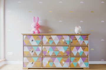 DIY colorful commode in pastel girl room