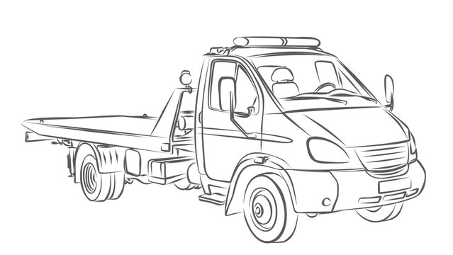 Sketch large tow truck. 