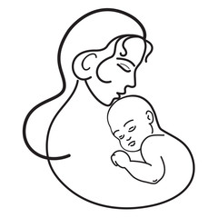 Mother and child. Happy Mothers day card.Vector illustration