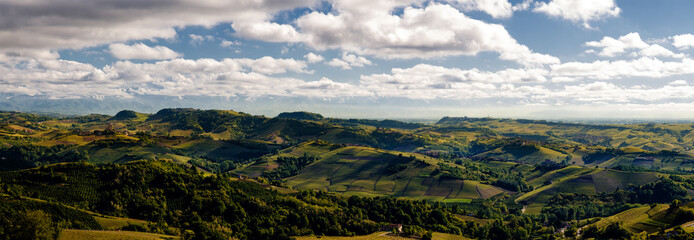 Vineyards and hills of Langhe (piedmont, Italy) from the panoramic terrace of Diano d'Alba