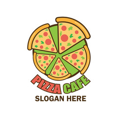 pizza logo with text space for your slogan / tag line, vector illustration