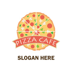 pizza logo with text space for your slogan / tag line, vector illustration