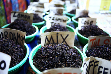 Various Indian condiments in bowls