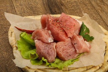 Raw pork pieces