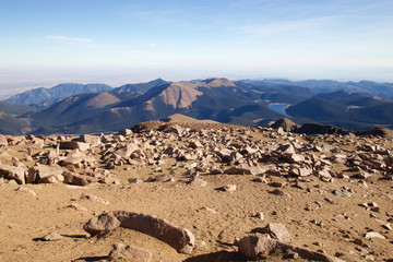 View from Pikes Peak summit in southern direction