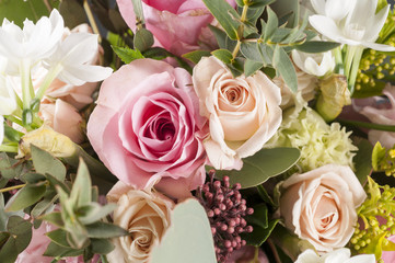 Bunch of multicolor flowers.