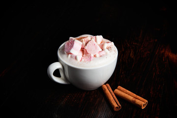 Chocolate cappuccino with marshmallows