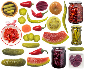 Pickles Set Isolated on White Background