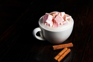Chocolate cappuccino with marshmallows