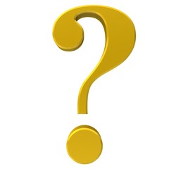 question mark 3d sign icon gold and yellow symbol isolated on white background render in high resolution for business presentation print and internet