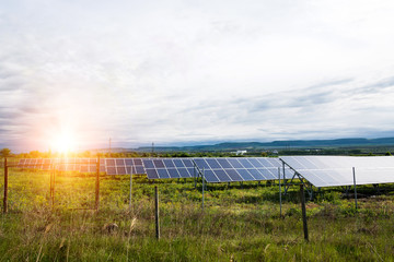 Solar panel, photovoltaic, alternative electricity source - selective focus, copy space