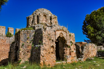 Fototapeta na wymiar Ruins of an ancient Byzantine church in Alanya castle, Turkey
