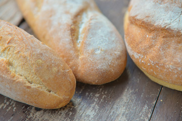 Fresh fragrant bread on the table.