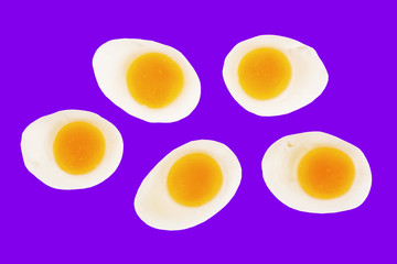 Egg jelly candies  isolated on the blue background