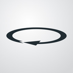 Icono plano flecha circular perspectiva en fondo degradado