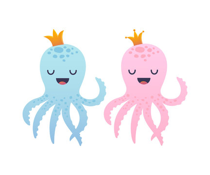 Adorable octopus characters