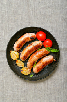 Appetizing barbecue sausages