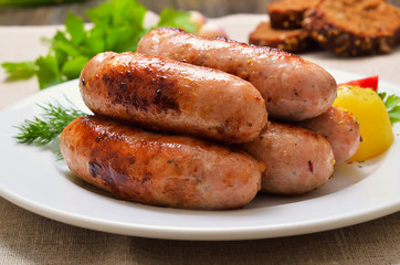 Appetizing barbecue sausages