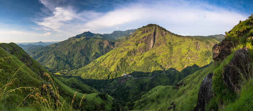Panoramic picture of Beautiful Morning at little Adams peak in Ella, Sri Lanka.