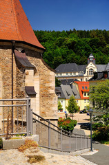 Fototapeta na wymiar Kirche St. Wolfgang, St. Wolfgangskirche, Glashütte, Landkreis Sächsische Schweiz-Osterzgebirge, Sachsen, Deutschland