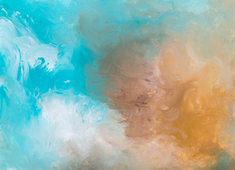 finger painting blending acrylics for colorful clouds