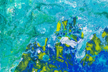 Fototapeta na wymiar fluid painting technique looking like satellite image