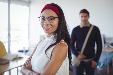 Fototapeta premium businesswoman standing with male colleague