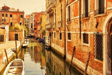 Fototapeta na wymiar Ancient canals of Venice, Italy. Architecture of Venice.