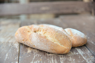 Fresh fragrant bread on the table.