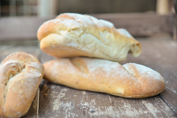 Fresh fragrant bread on the table.