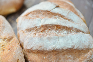 Fresh fragrant bread on the table.