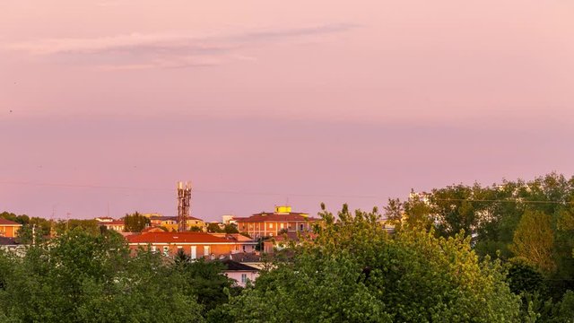 4K Timelapse Purple & Helicopter Clouds at Sunset Parma Italy