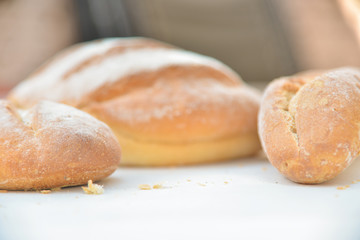 Fresh fragrant bread on the table.