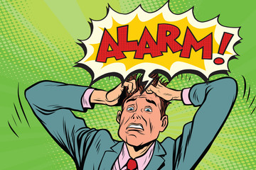 alarm businessman in panic