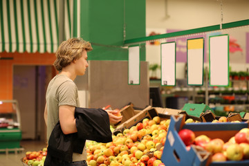 Buying healthy food at the store 