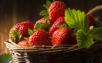 Strawberries on the wooden table