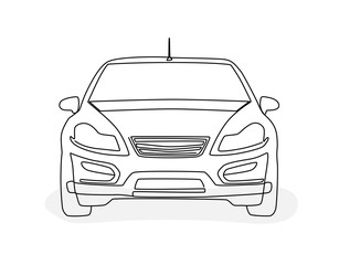 Hand drawing of a car in the front view