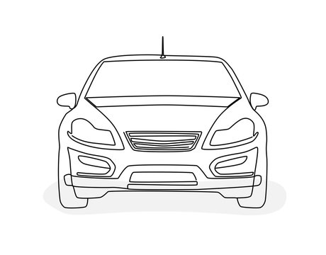 Hand Drawing Of A Car In The Front View