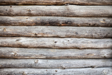 Wooden log wall