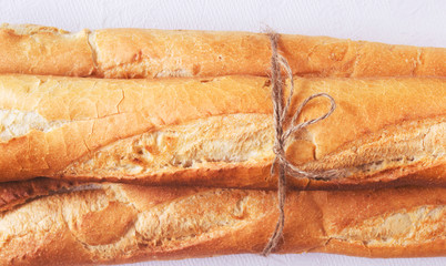 Crispy French loaves from bakery